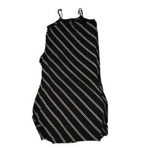 Tribal Striped Maxi Dress Sleeveless‎ Casual Summer Sun Dress Size M/M Blk Wht